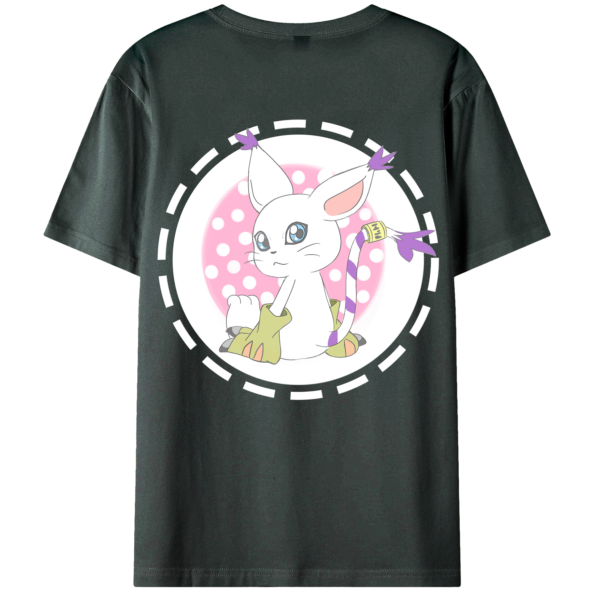 （画像用） Digimon デジタルモンスター/デジモン 綿100％ メンズ半袖Tシャツ（バックプリント） 通気性